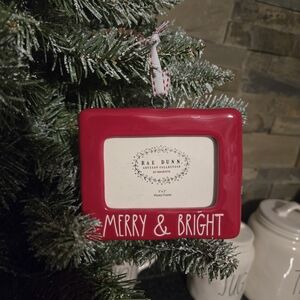 Rae Dunn Red 'Merry & Bright' Photo Frame Ornament